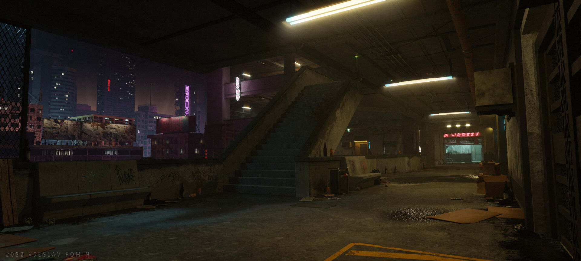Wallpaper #RFjoM5MBzN9vxX340ToL141 Artstation Cyberpunk Building Floor