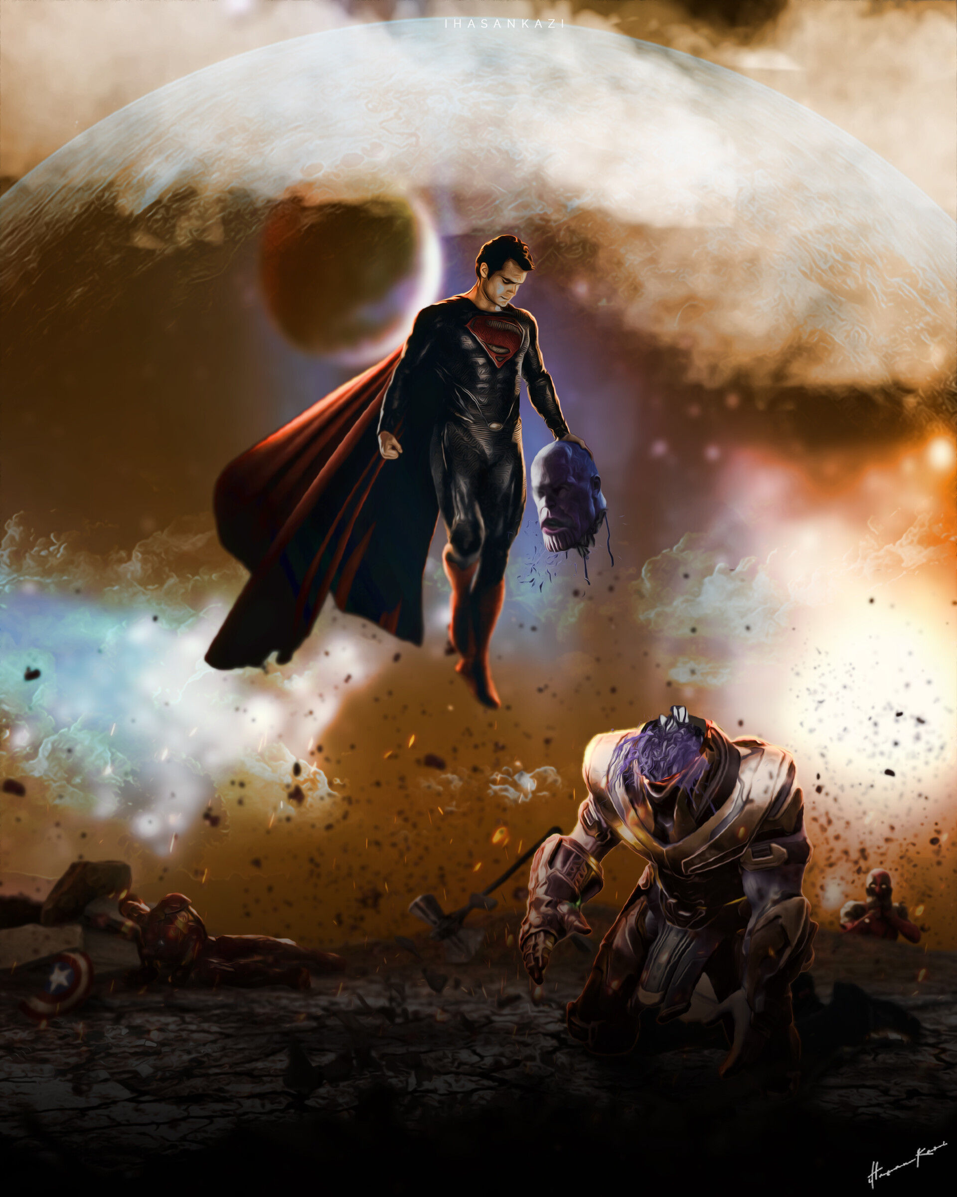 Wallpaper #f6VFOJMBVBiSkHCaBI3U342 Artstation Superman vs Thanos