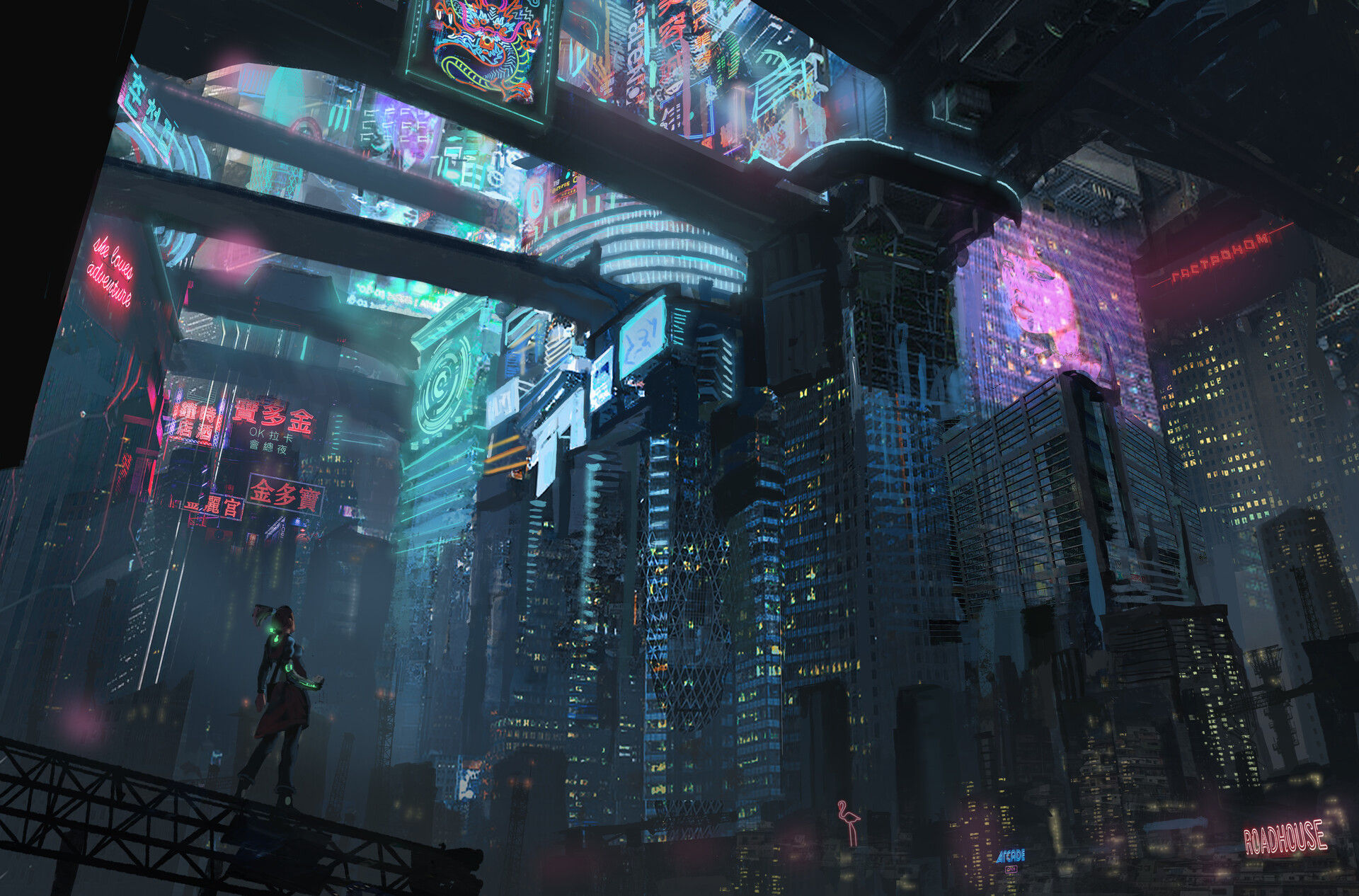 Wallpaper #vX2E9I4Bnwiau_P6Sg_V14 Artstation Cyberpunk City