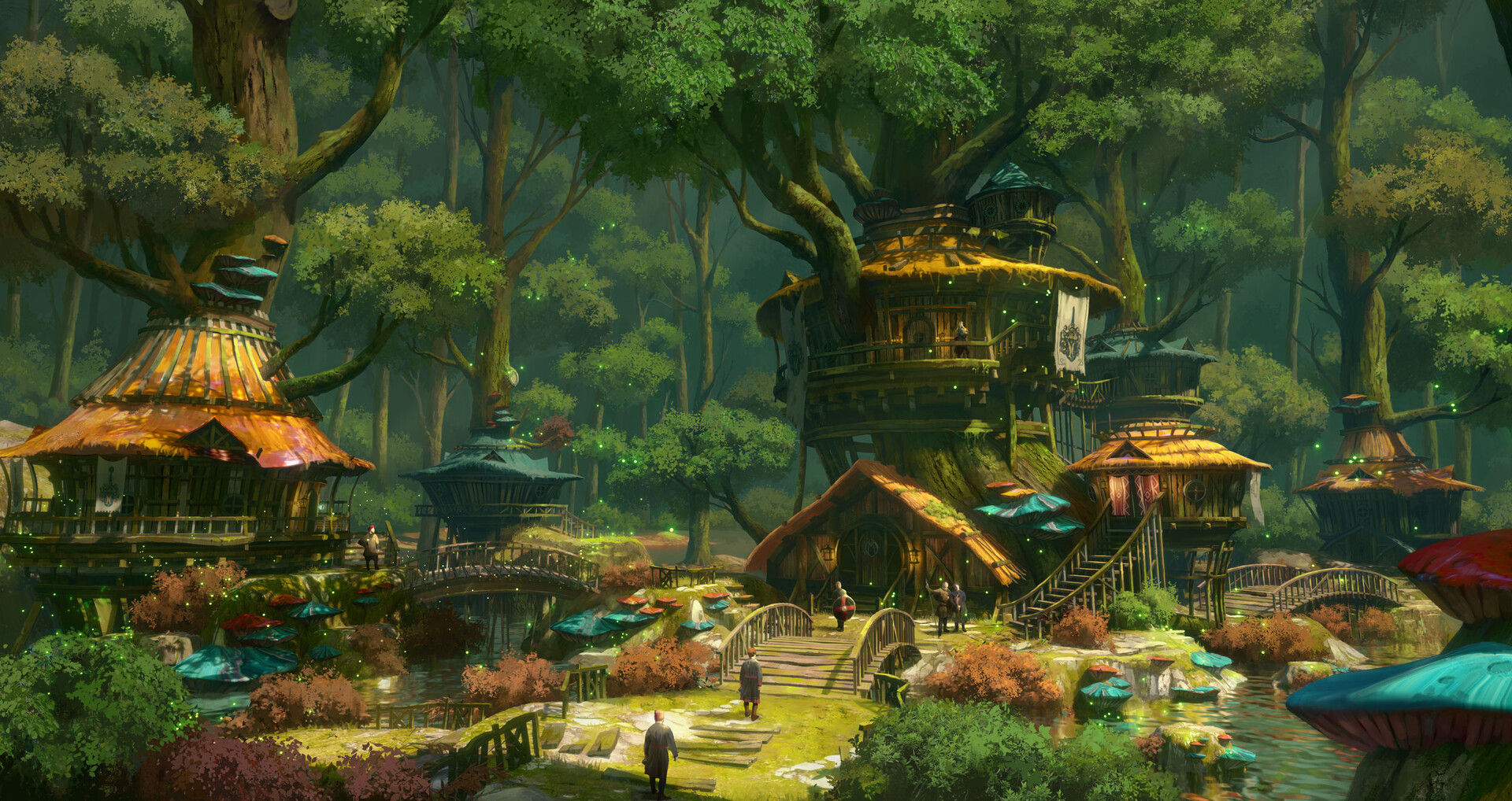 Wallpaper #r2fTEJMBSpphPi3-HPTq76 Artstation Fantasy Forest Secret Village