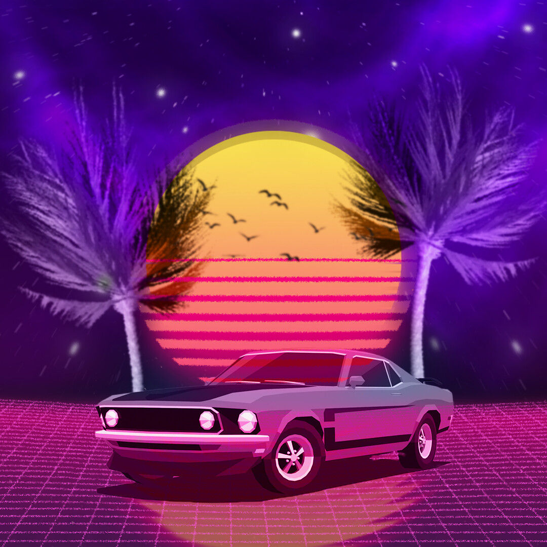 Wallpaper #-HQqw44B_8f4nGFa3m8m32 Artstation Mustang 1969