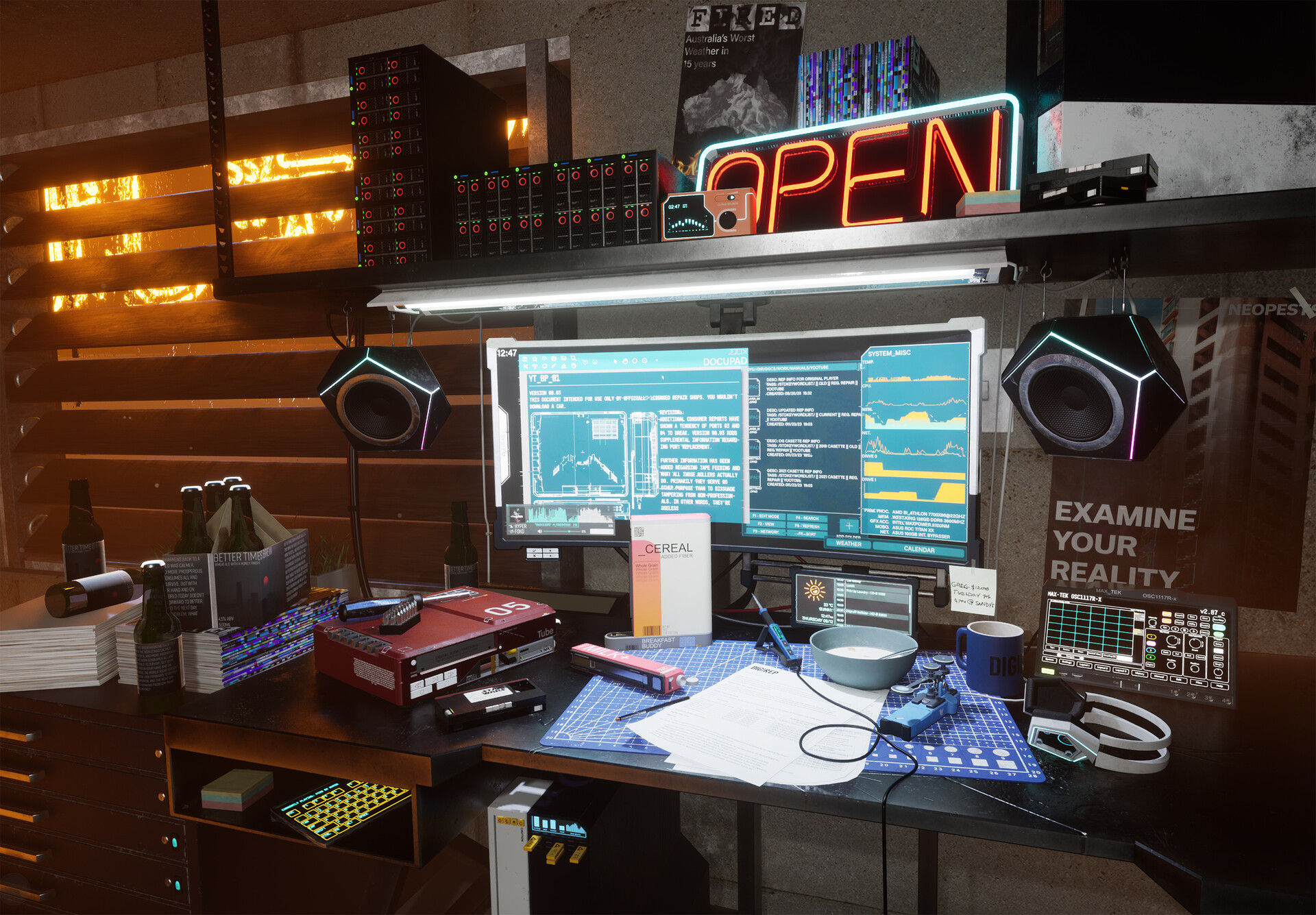 Wallpaper #zH2g8I4Bnwiau_P6kAZ20 Artstation Cyberpunk Workstation