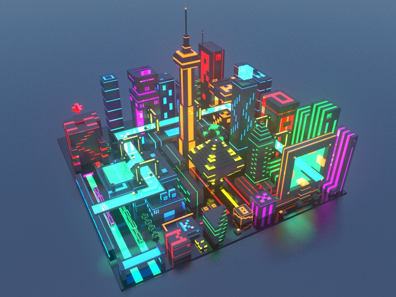 Wallpaper #mGcv8ZIBSpphPi3-O2pF199 Artstation Low Poly Cyberpunk City Zhihao3d