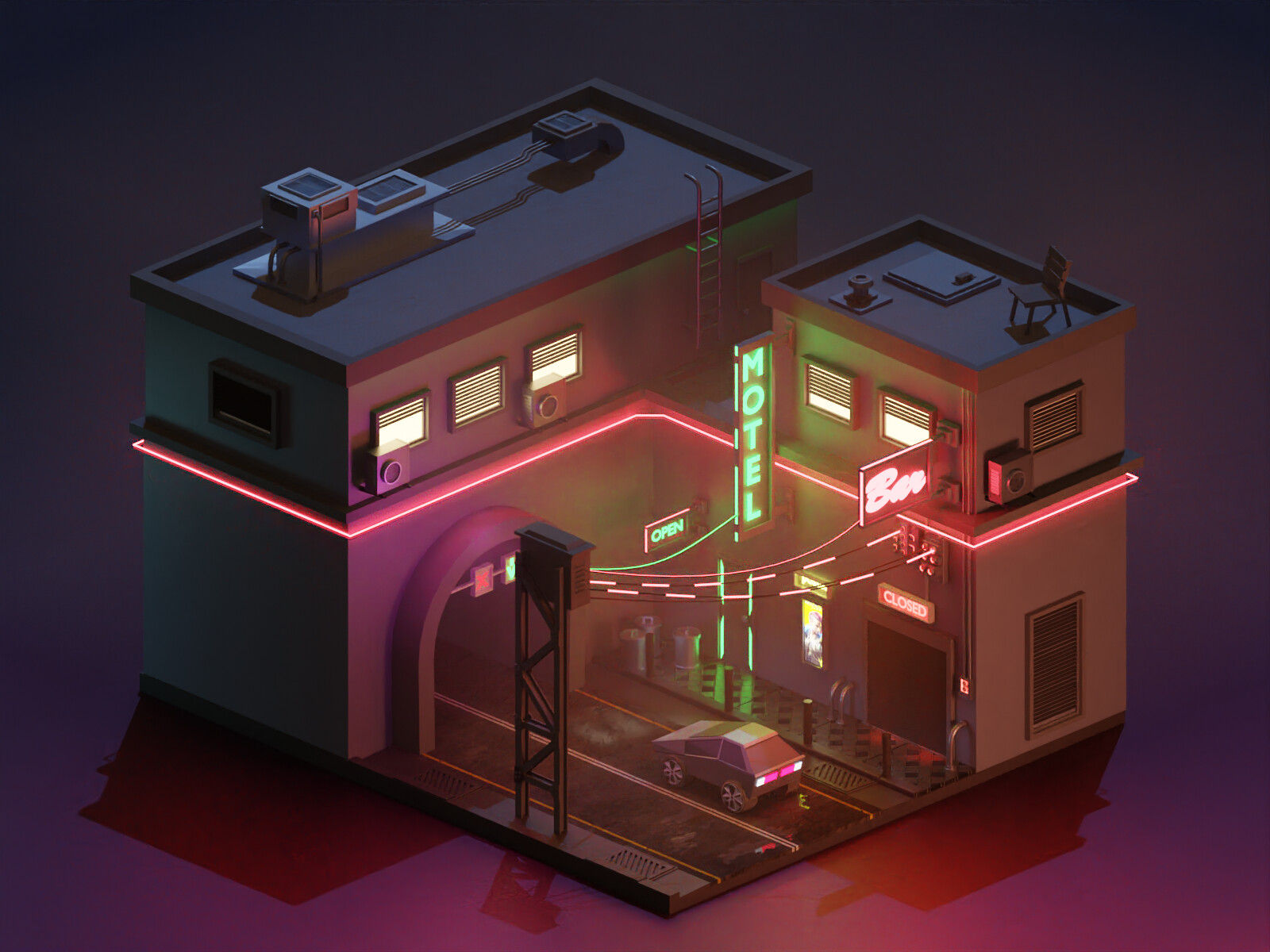 Wallpaper #YEUVlI4B7YBJg1BVJJ_q39 Artstation Cyberpunk Street3d Modeling in Blender