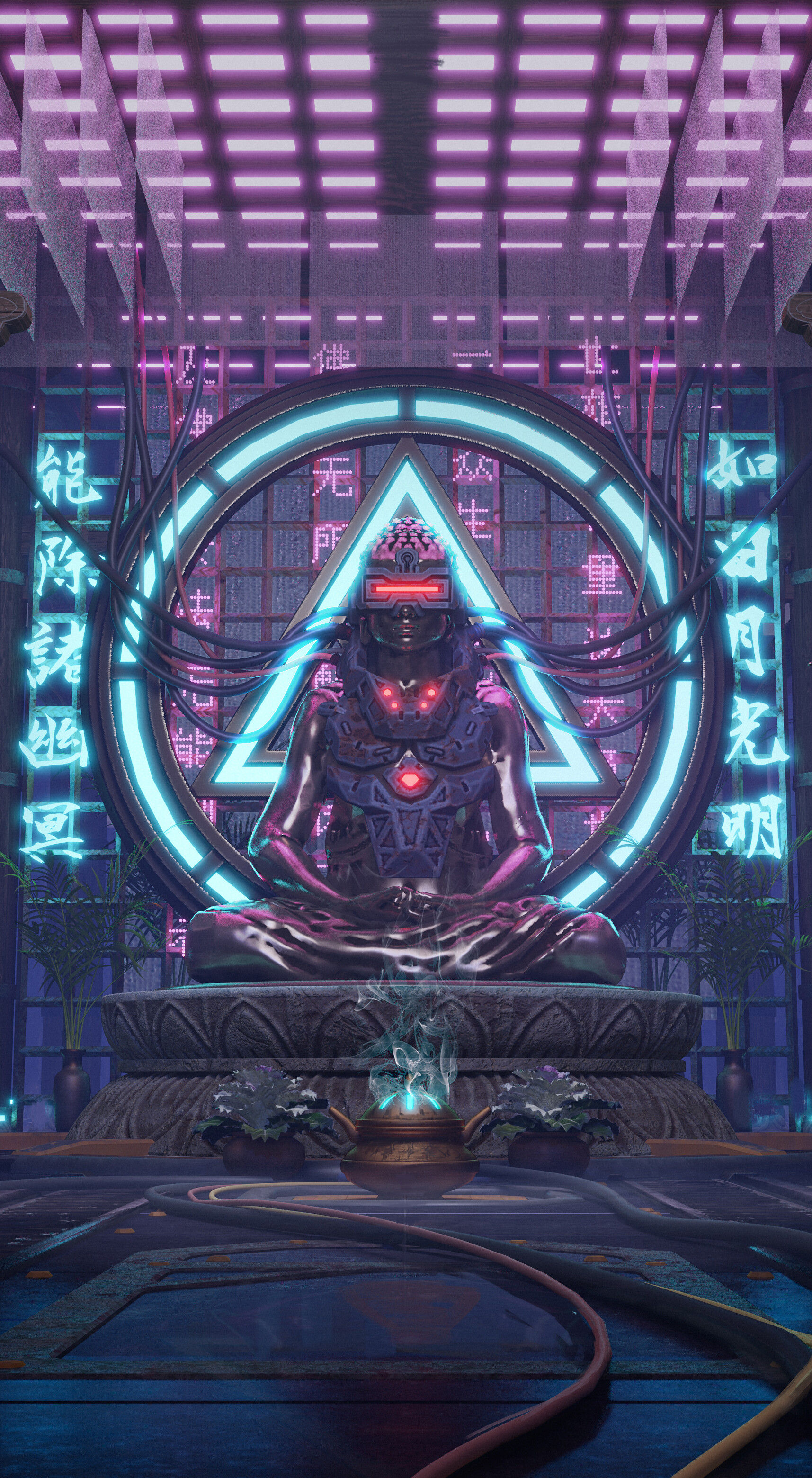 Wallpaper #1RmnHo8BtGB6xQ78OHlu14 Xixin Guo Cyberpunk Temple