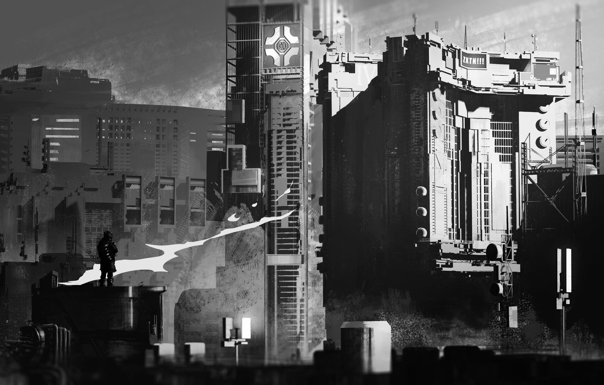 Wallpaper #CH049I4Bnwiau_P6_g9557 Graphic Cyberpunk Cityscape by Veniamin Ponomarev Rcyberpunk