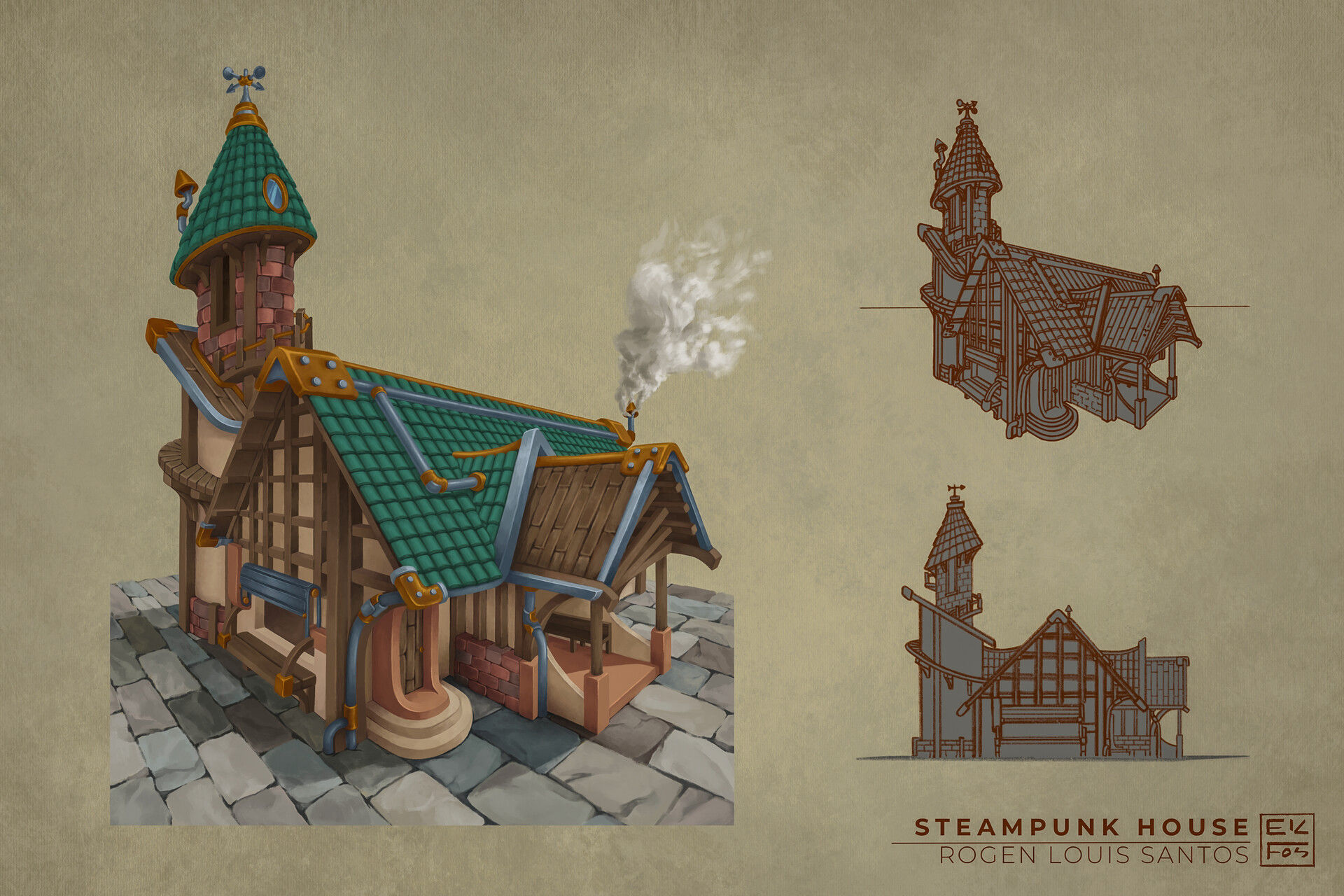 Wallpaper #FWcrDpMBSpphPi3-Remc46 Artstation Steampunk House