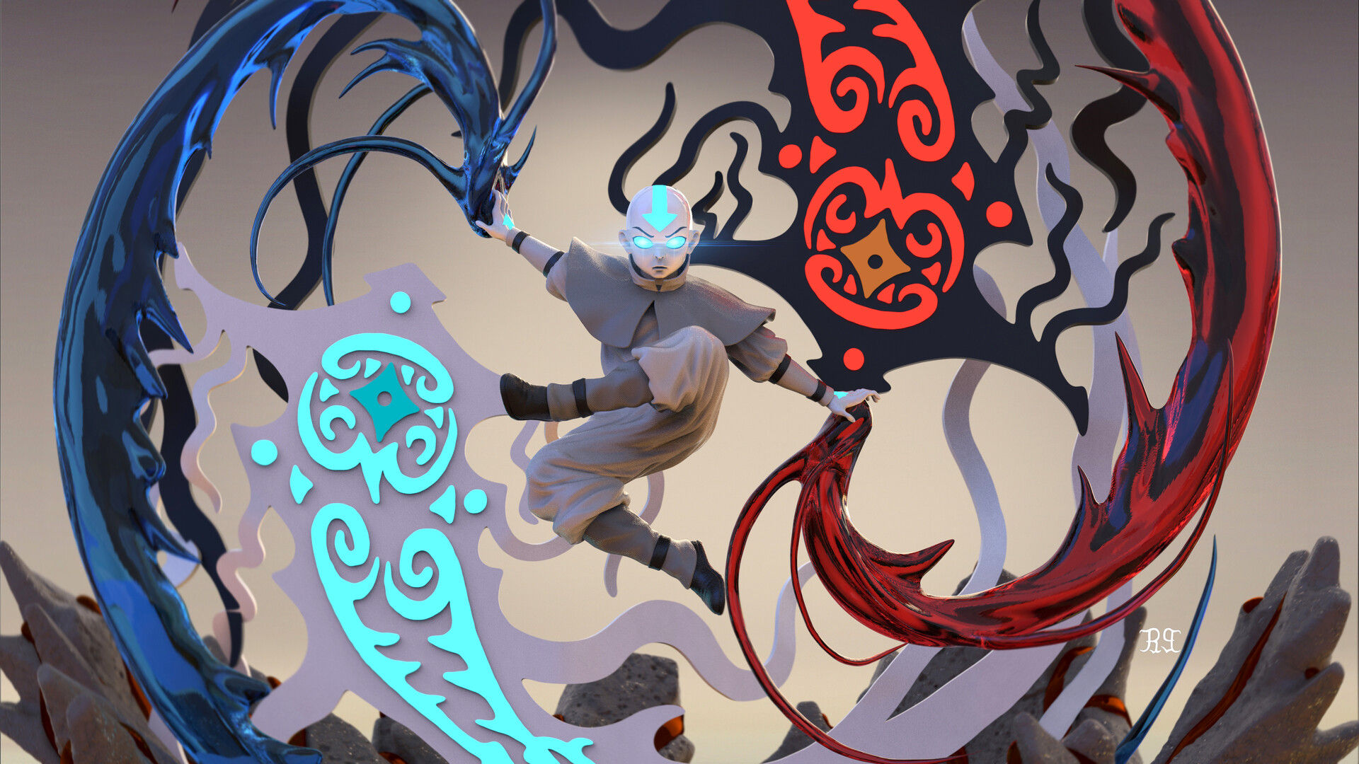 Wallpaper #vxnbFI8BtGB6xQ78vmnj33 Sm Bonin Avatar Aang Raava and Vaatu