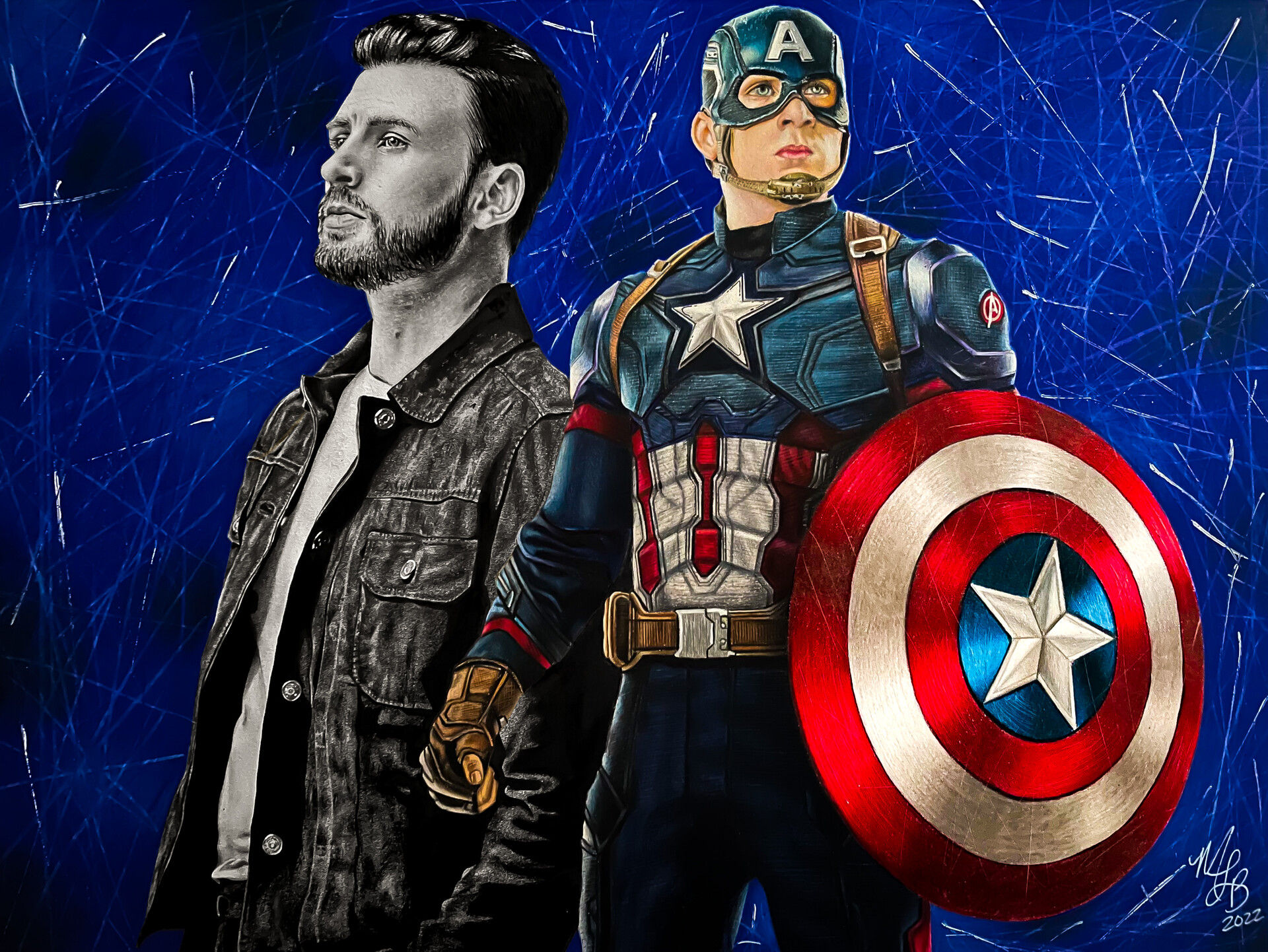 Wallpaper #QHQzw44B_8f4nGFayXAU58 Artstation Captain Americachris Evans Drawing