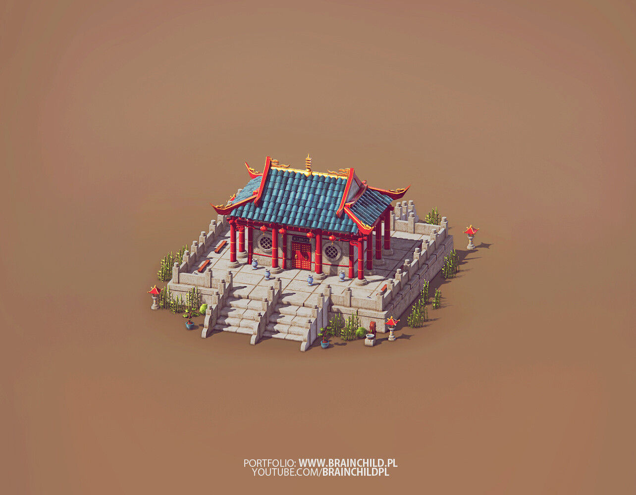 Wallpaper #aWfA6pIBSpphPi3-sEia37 3D Game Artist 3D Art Game Art Asian Low Poly Buildings 3D