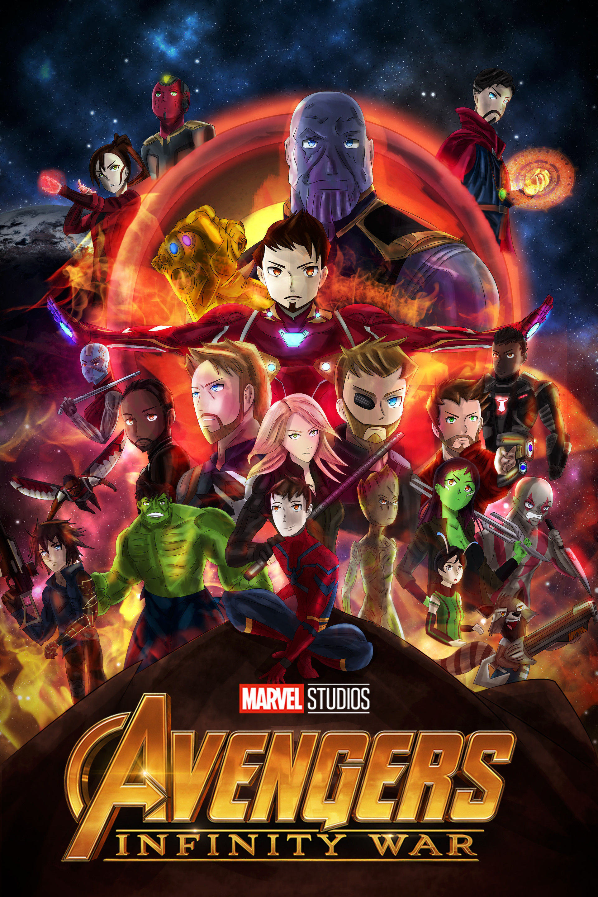 Wallpaper #shnsEo8BtGB6xQ78dGRS6 Artstation Avengers Infinity War Poster Cover Anime Style