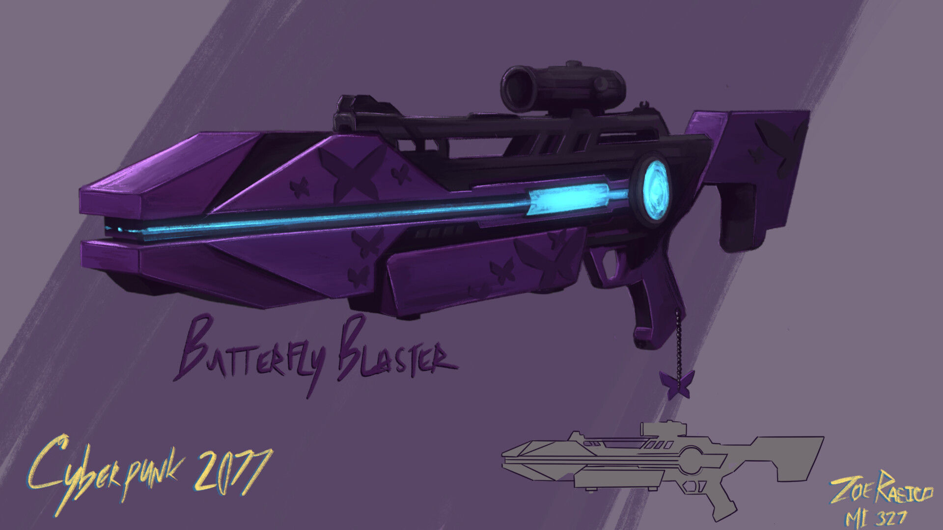 Wallpaper #tX0I8o4Bnwiau_P6yAoe27 Artstation Butterfly Blaster Cyberpunk 2077 Inspired