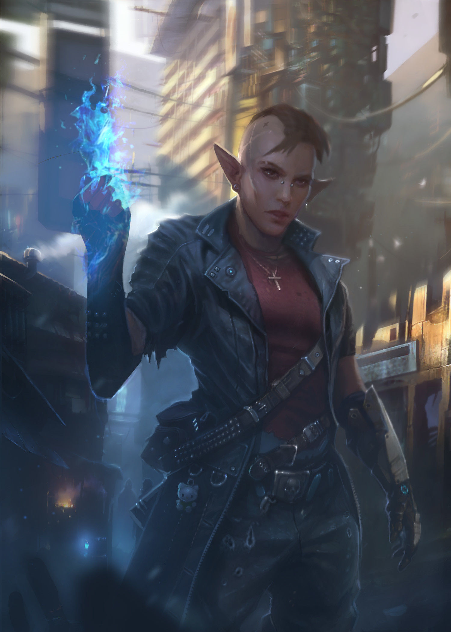 Wallpaper #5AAO644BSdW8dNoucBCo1 Artstation Cyberpunk Elf Mage