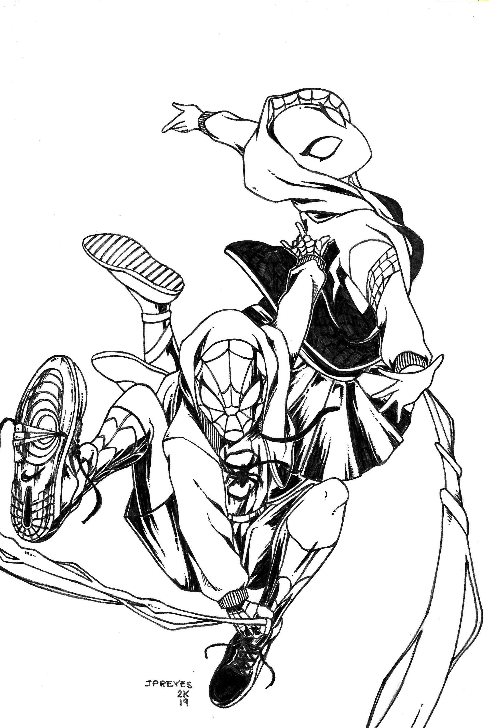 Wallpaper #zKVqOJMBVBiSkHCarY0Y186 Artstation Miles Morales Spider Gwen Fan Art Ink on Paper