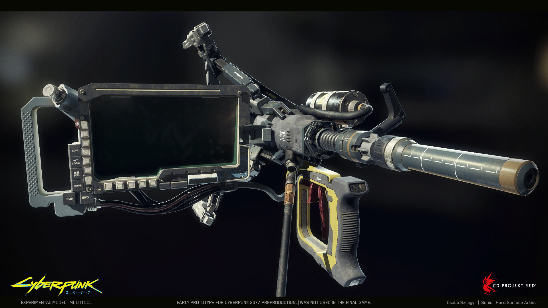 Wallpaper #Qmc2_5IBSpphPi3-FaJe15 Csaba Szilagyi Cyberpunk 2077 Early Prototype Multitool