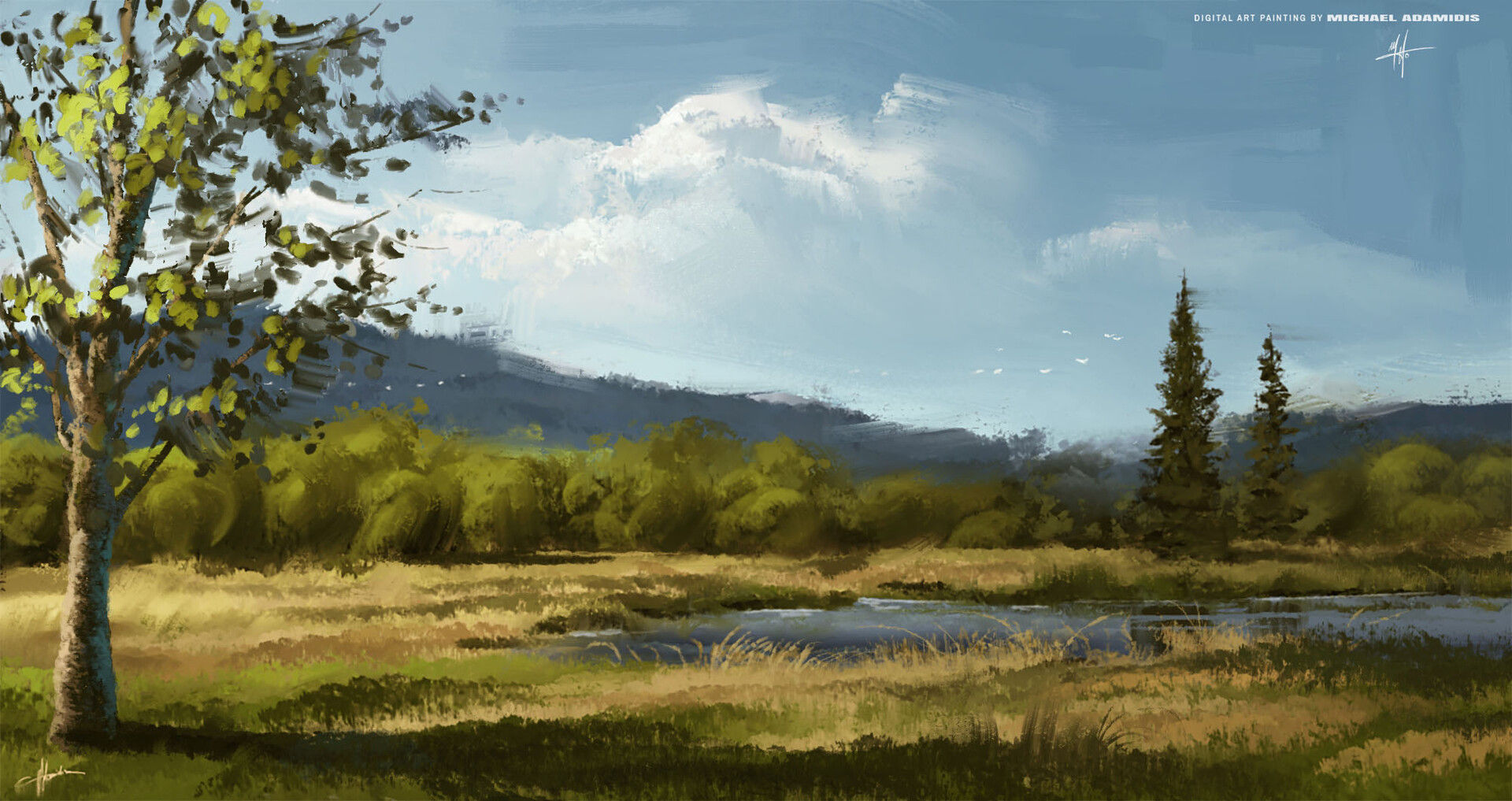 Wallpaper #3Gex85IBSpphPi3-v3Zj61 Artstation Digital Fine Art Oil Painting Loose Open Landscape