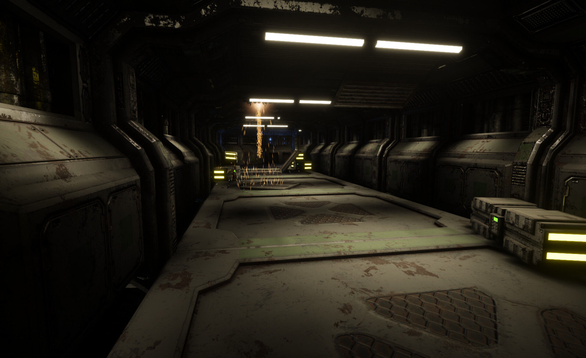 Wallpaper #rBmbHo8BtGB6xQ78Z3ny39 Artstation Sci Fi Hallway Damaged Engineering Deck