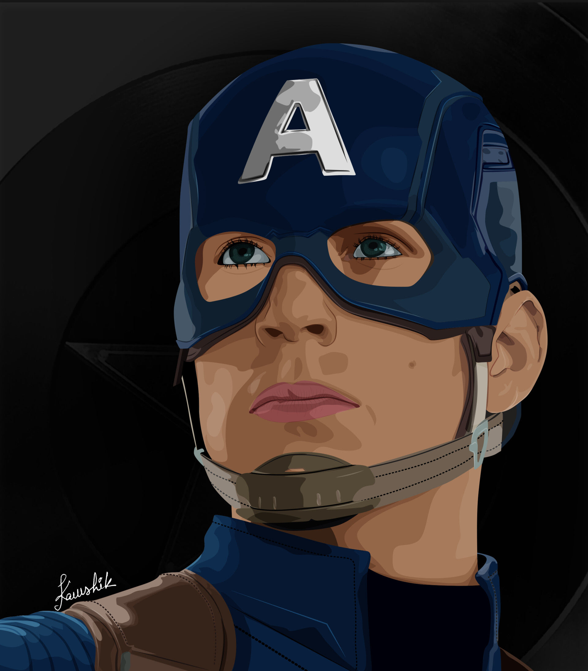 Wallpaper #BzF5NZMB5zzyi_yYlFe60 Kawshik Ghosh Captain America Vector Portrait