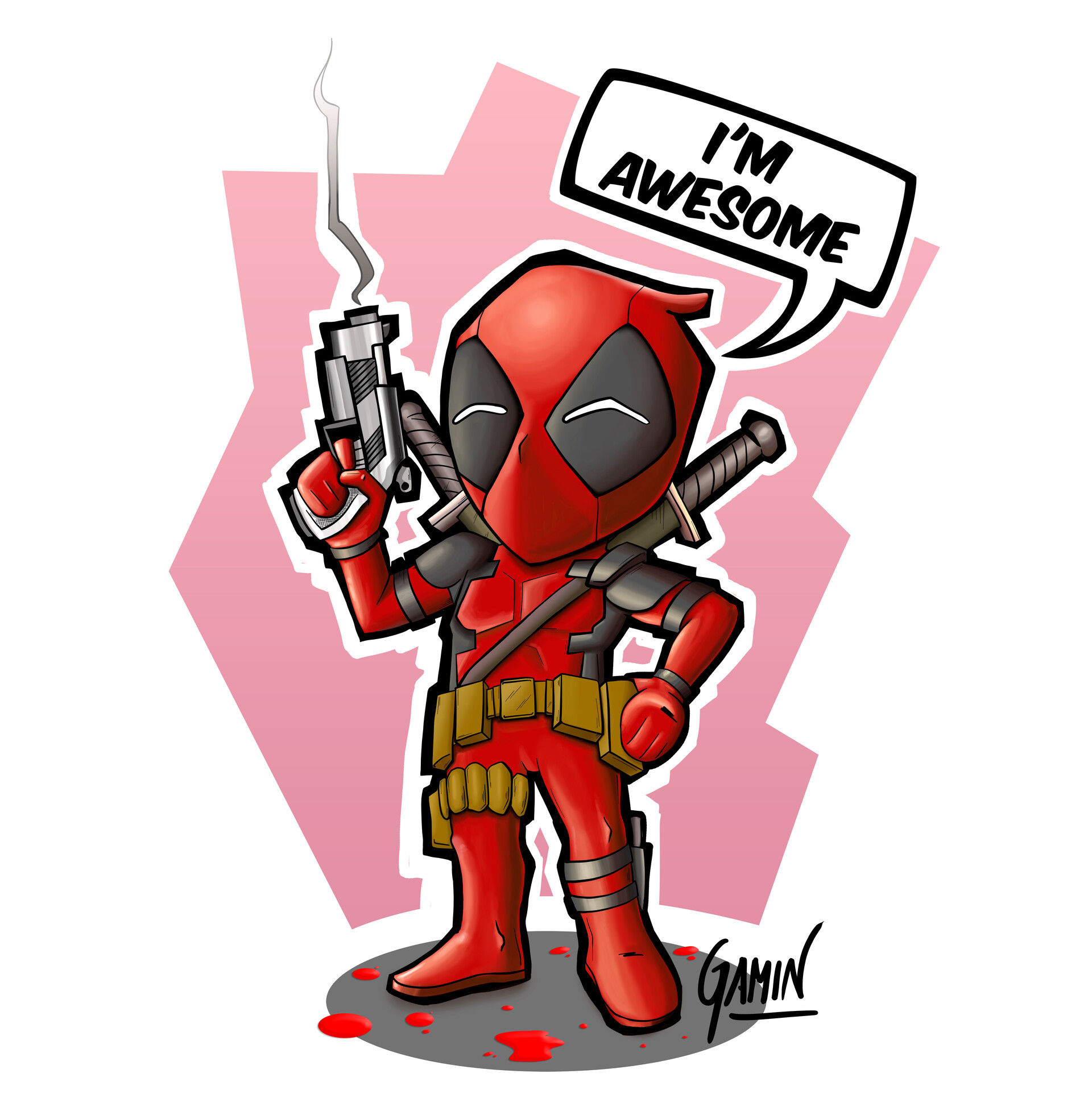 Wallpaper #7BGlM5MBXrlMTfB52Epu279 Artstation Fan Art Cartoon Chibi Deadpool