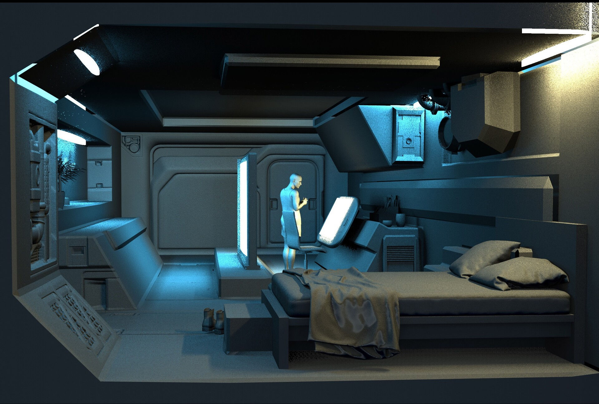 Wallpaper #JWeN-JIBSpphPi3-Nooi50 Borogatas Pozicio Tisztazd Sci Fi Room Concept Art Nyars Daru Keszpenz