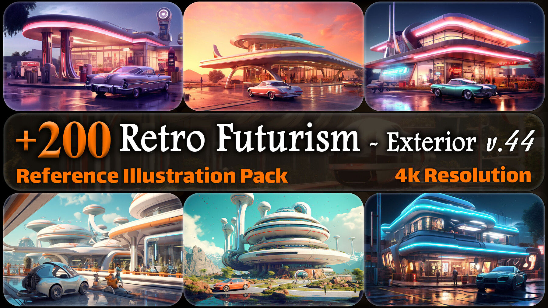 Wallpaper #O3emKJMB-pgBXx60l6uP264 Artstation 200 Retro Futurism Environment Exterior Reference Pack