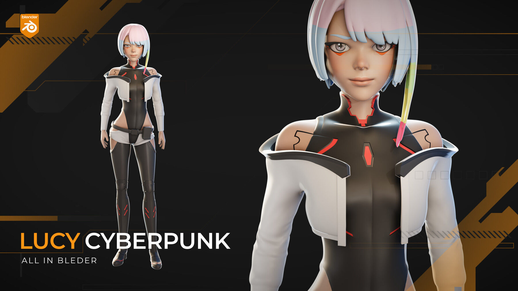 Wallpaper #l4v5dJcBcm9NJah-rnav59 Artstation Lucy Cyberpunk Edgerunners 3D Model Character Resources