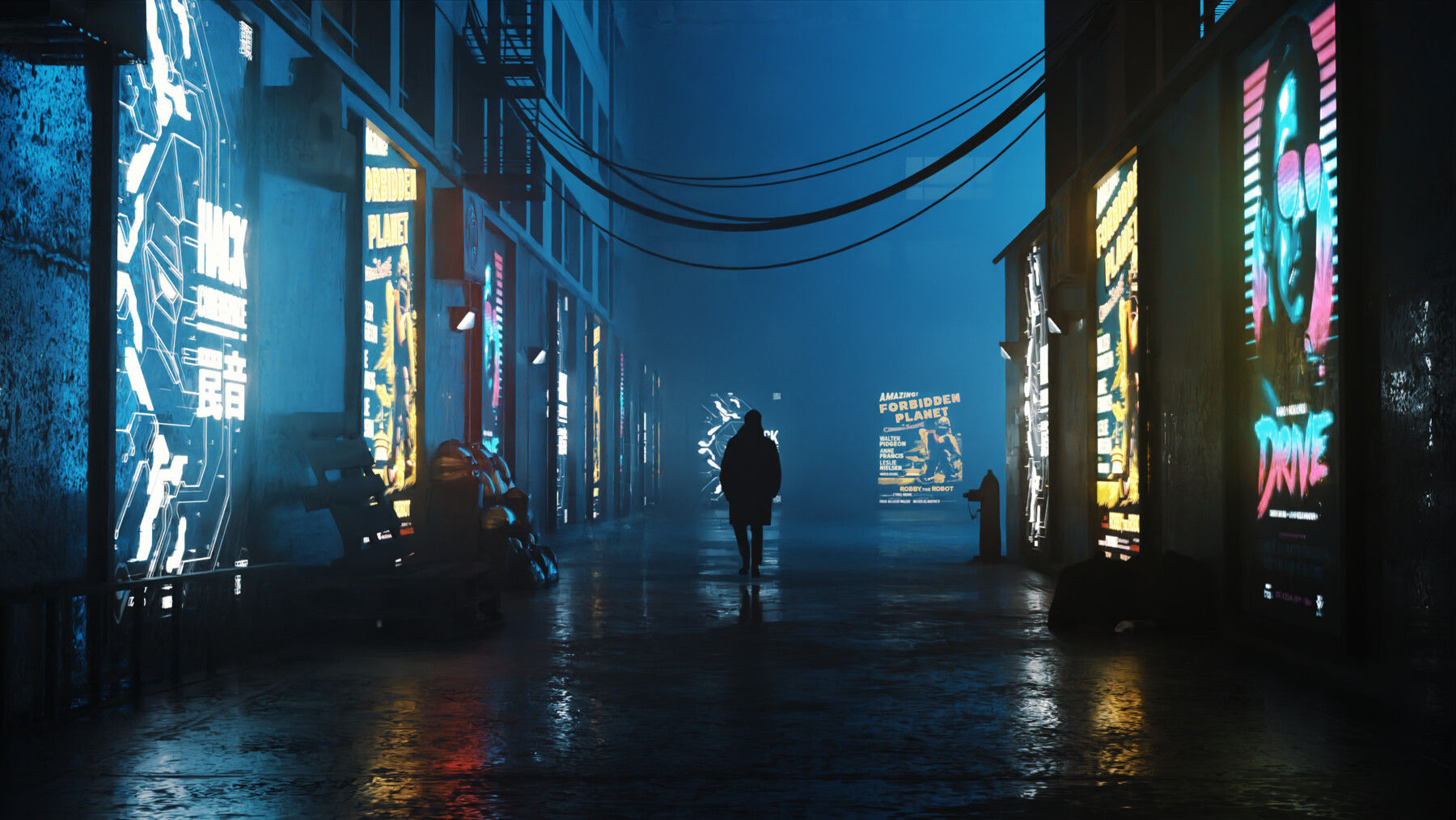 Wallpaper #0GgmGJMBSpphPi3-_xE19 Artstation Cyberpunk Street Scene 3D Blender File Textured Fbx