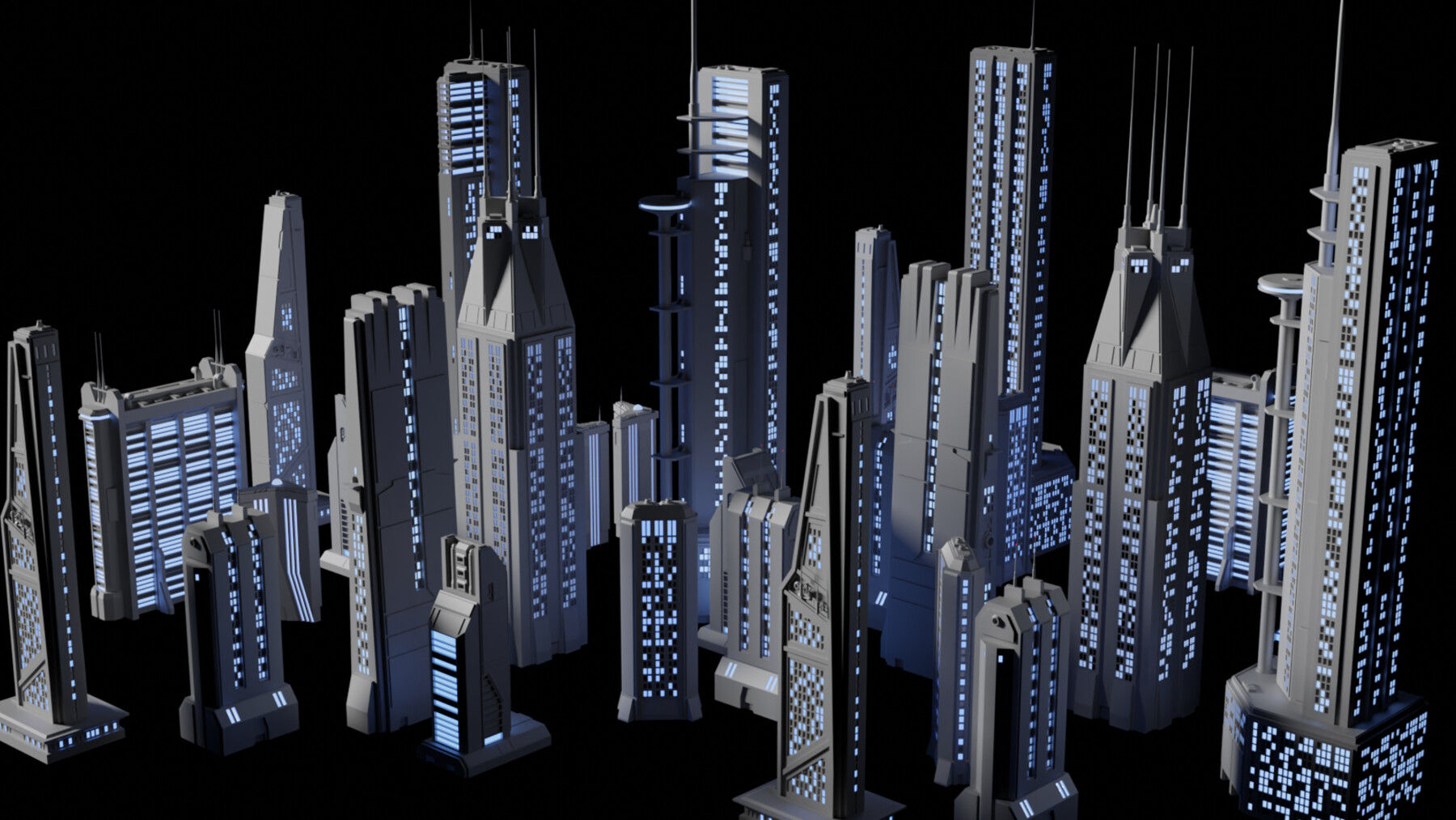 Wallpaper #RFjoM5MBzN9vxX340ToL126 Artstation Sci Fi Skyscrapers Kit 6 with Materials Futuristic