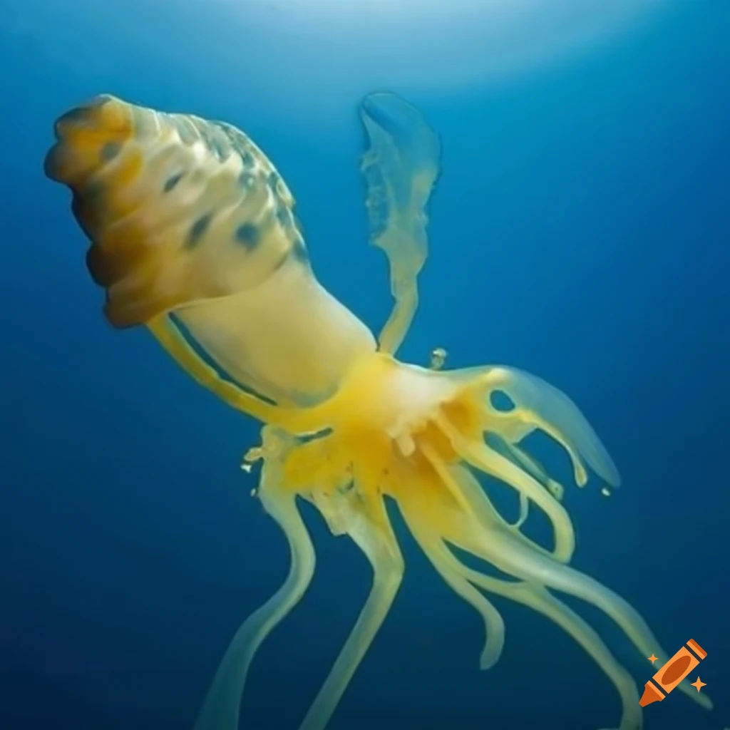 Wallpaper #pwOqZpMBpyOg8YnEgduT493 Yellow Sea Creature with Long Fins in Deep Sea on Craiyon