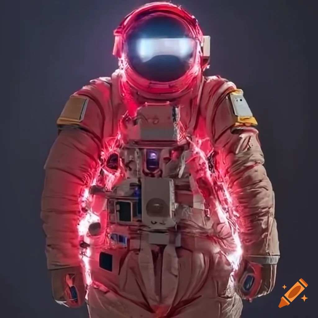 Wallpaper #e2eE_JIBSpphPi3-ZZiW289 Digital Art of a Red Crystal Man in a Futuristic Spacesuit on Craiyon