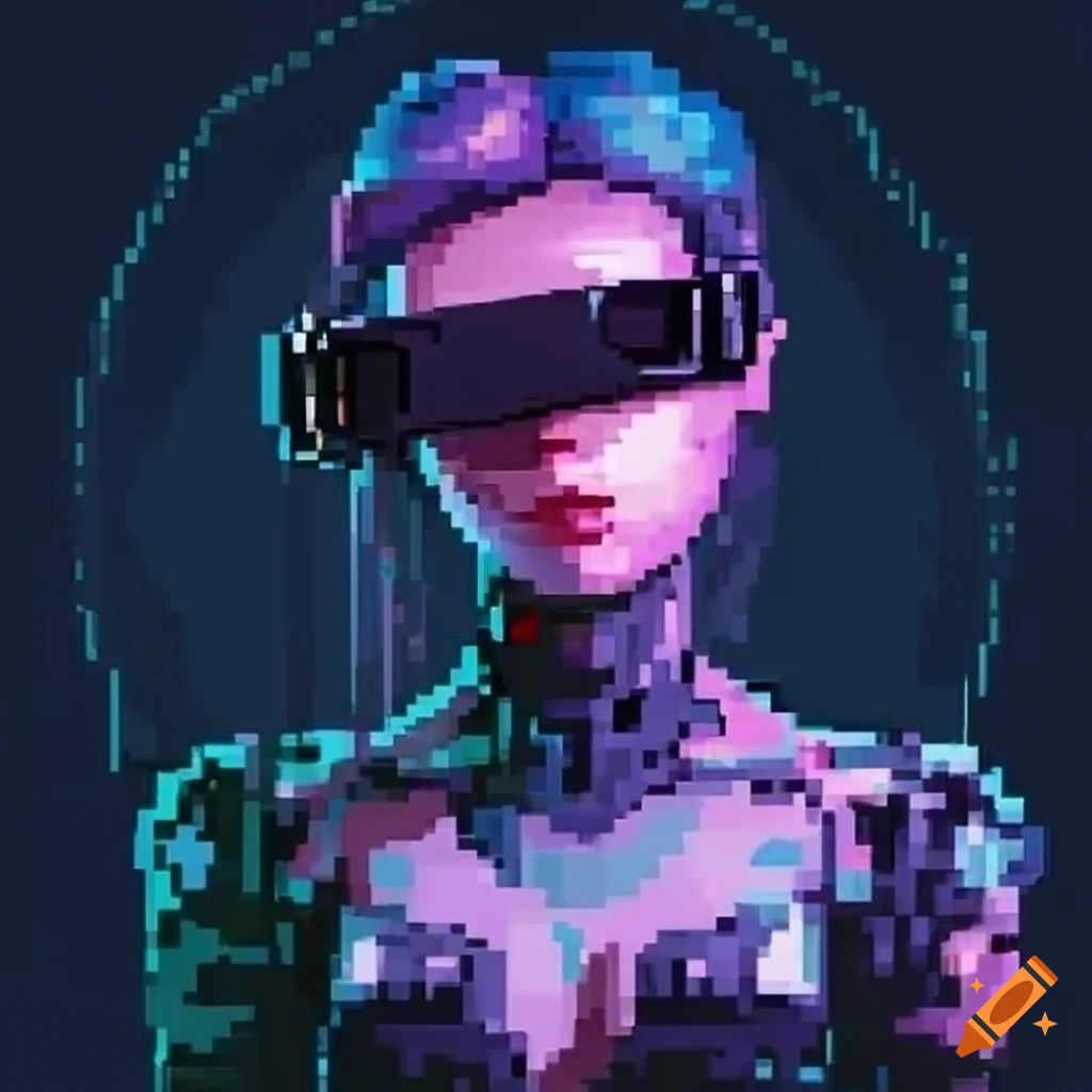 Wallpaper #YVanepcBsd6xcFiEltxK52 Pixel Art Portrait of a Cute Asian Girl in a Cyberpunk Vr World on Craiyon