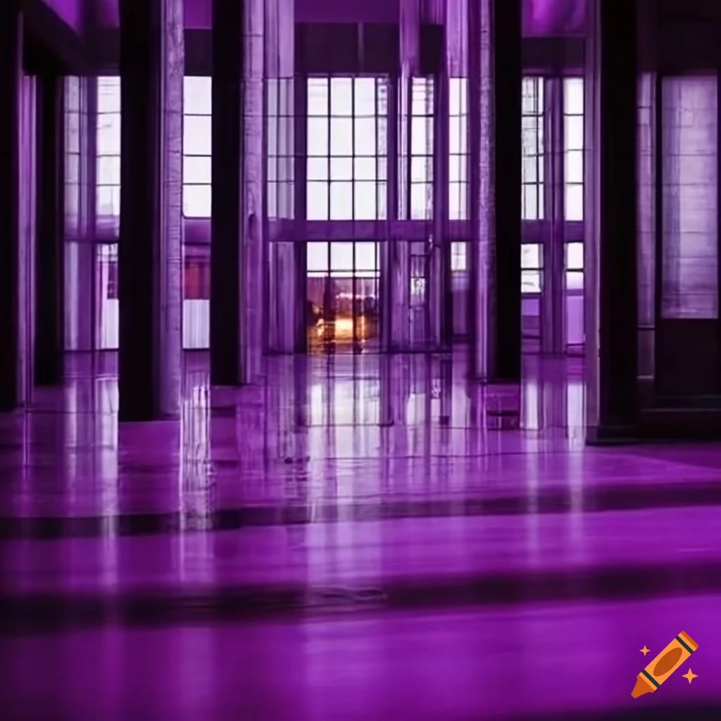 Wallpaper #c3f_JZMB-pgBXx602qBk339 Purple Hotel Lobby with Brutalist Architecture