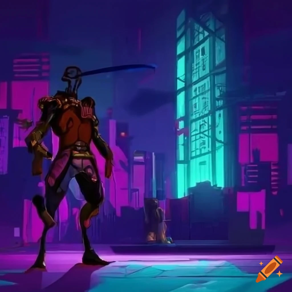 Wallpaper #bqU_N5MBVBiSkHCapIv-105 Cyberpunk Style Artwork of Two Fighters in an Empty Arena on Craiyon