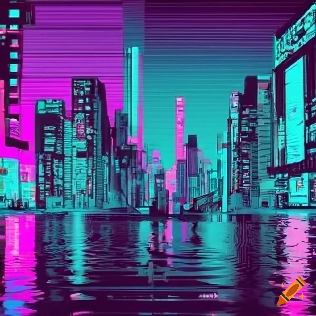 Wallpaper #kKXhNpMBVBiSkHCaCIoF270 80s Cyberpunk City in Vibrant Colors on Craiyon