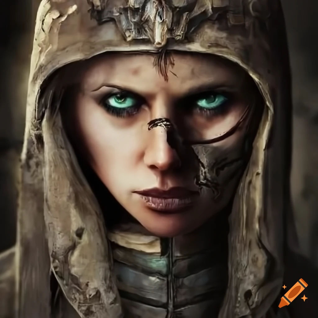 Wallpaper #oJl_P5MBUcASHT6nQswf244 Image of a Fierce Female Warrior in a Post Apocalyptic Setting