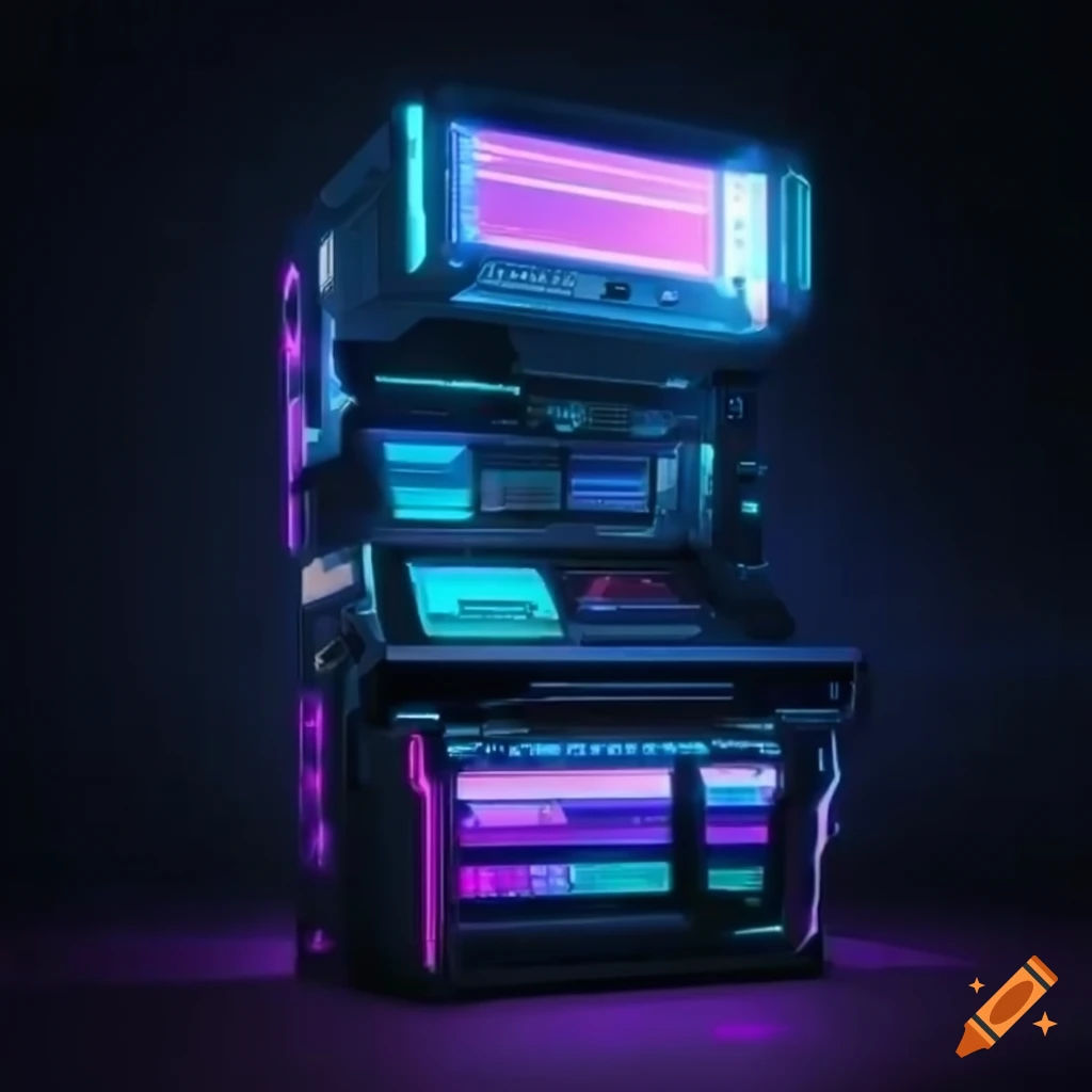 Wallpaper #MGdF-JIBSpphPi3-LInZ206 Cyberpunk Workstation with Galaxy Design on Craiyon