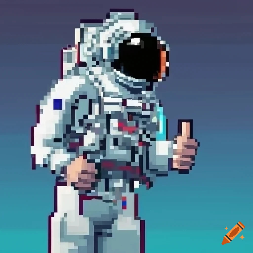 Wallpaper #YjGbNZMB5zzyi_yY1Fda63 Pixel Art of an Astronaut Giving a Thumbs Up