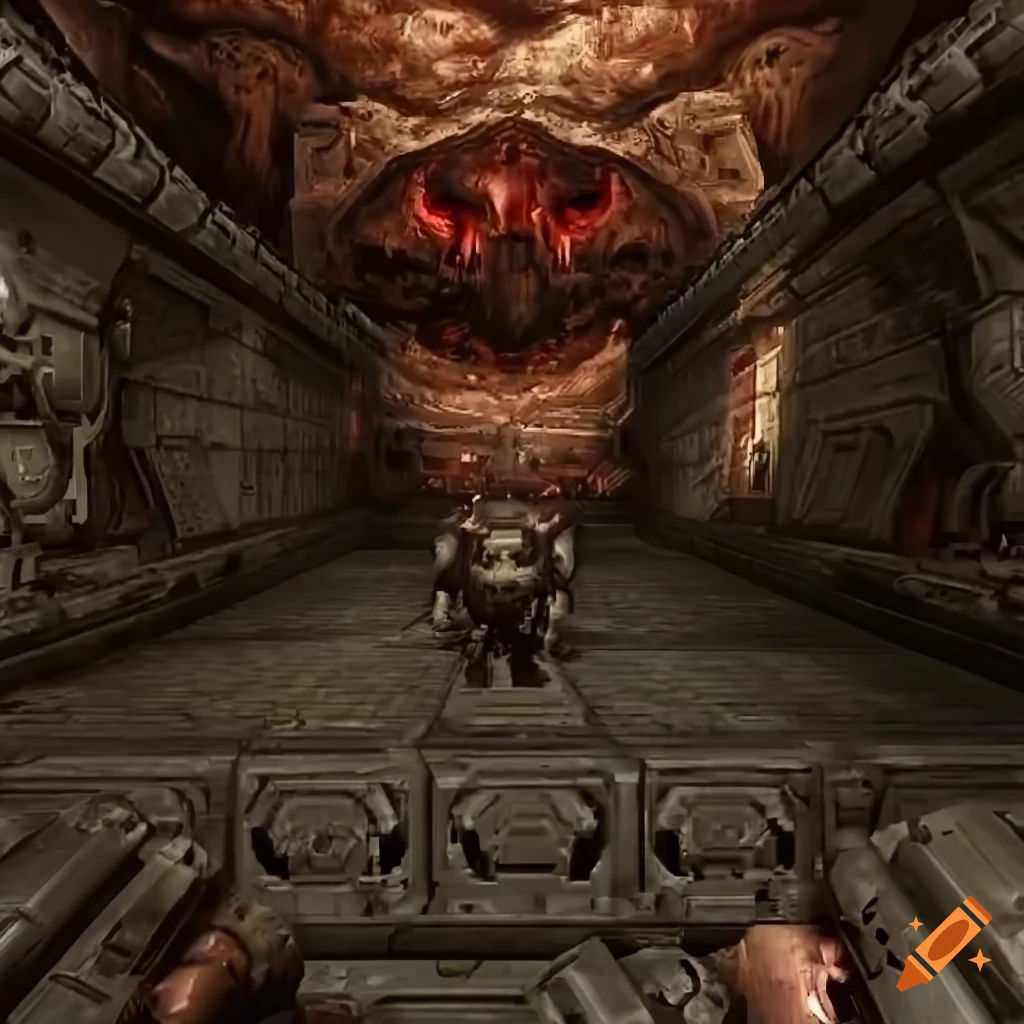 Wallpaper #6FMrNZMBYjRkjcHs2Ogk213 Doom Video Game Screenshot with Realistic Textures on Craiyon