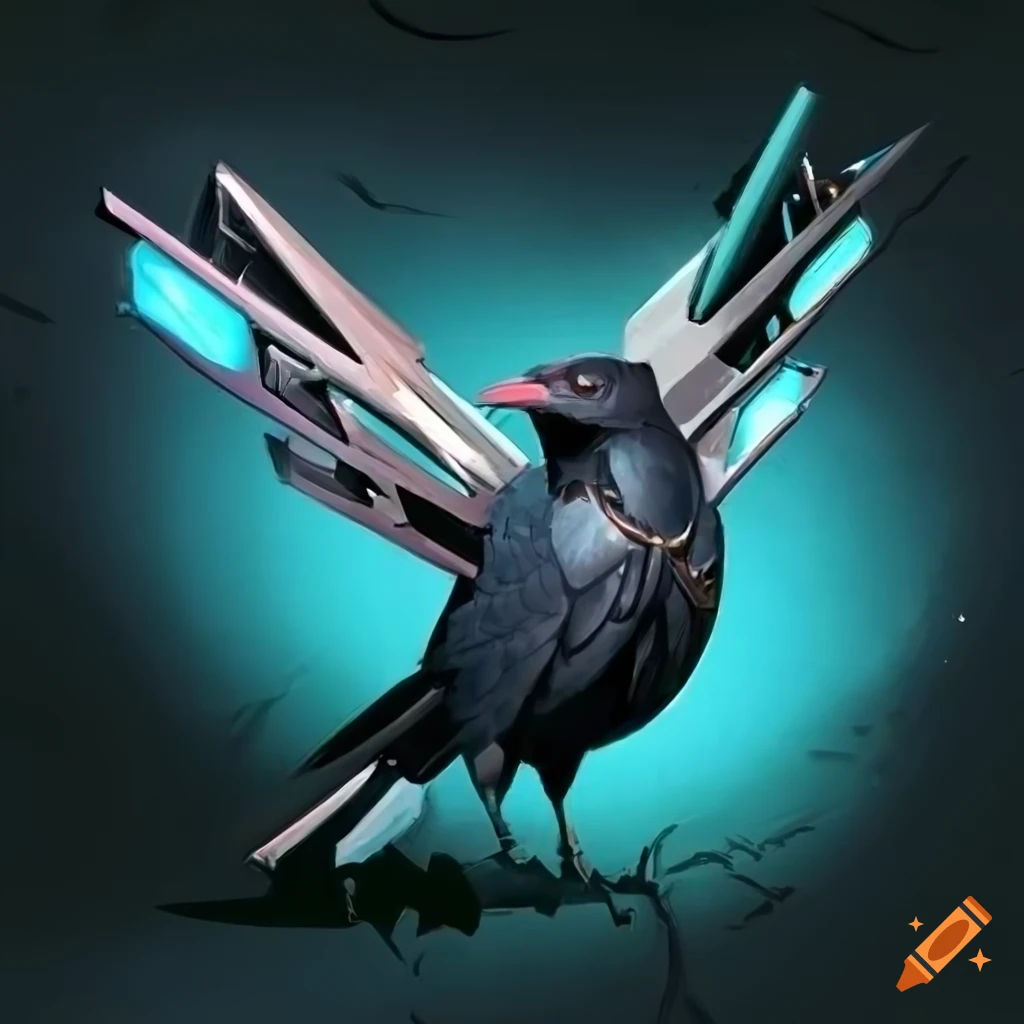 Wallpaper #cDFKNZMB5zzyi_yYTVYy193 Image of a Cybernetic Crow on Craiyon