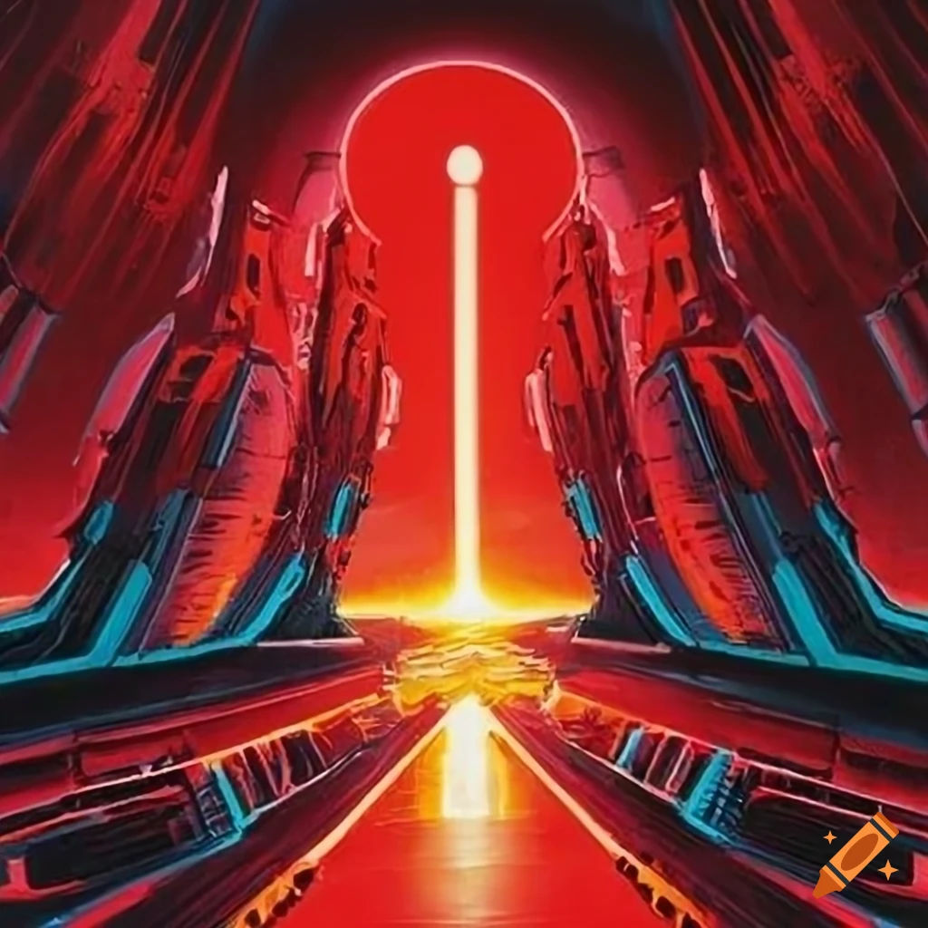Wallpaper #6ByjQJMB8JfcLg2Jbvat208 Red Lightspeed Sci Fi Artwork from the 70s