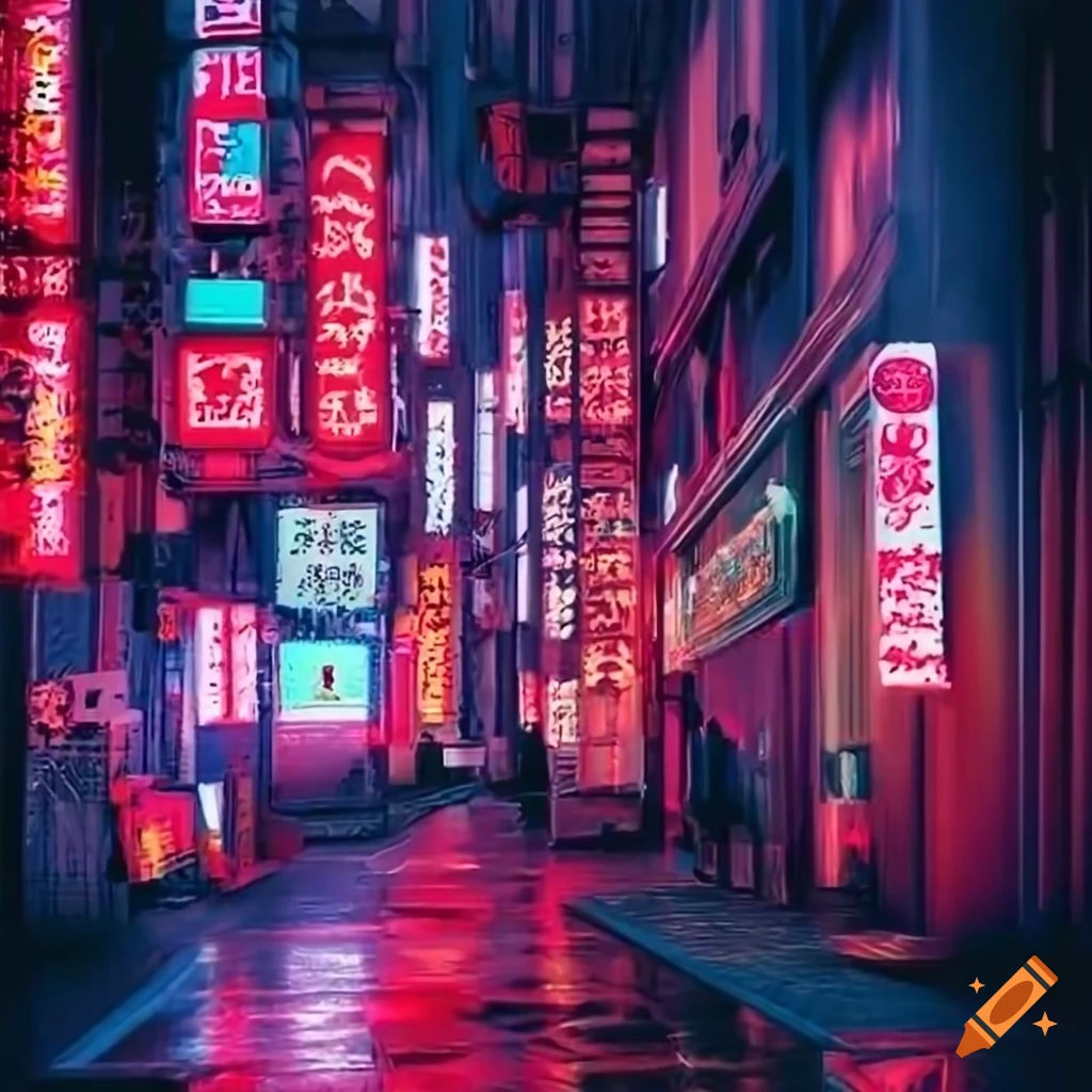 Wallpaper #9m21aZcBycdYOYFTUHDr55 Neon Lights in Tokyo Cityscape on Craiyon