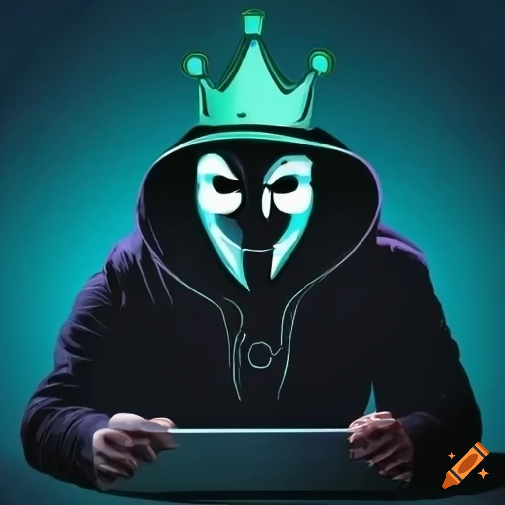 Wallpaper #kBpiUZMB1yWOL4qgnYGQ295 Cyber Style Logo of a Crowned Hacker on Craiyon