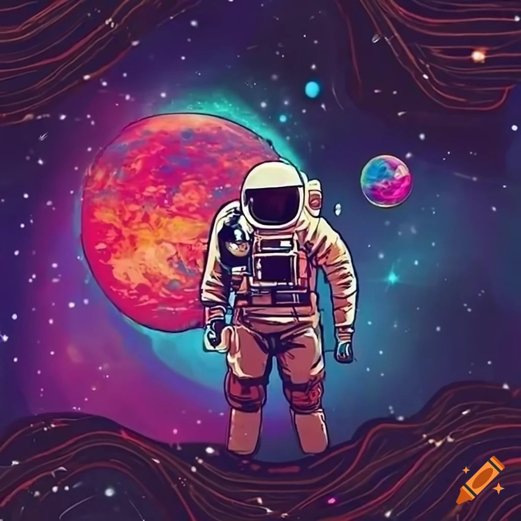 Wallpaper #YjGbNZMB5zzyi_yY1Fda204 Astronaut in Colorful Cosmic Explosion on Craiyon