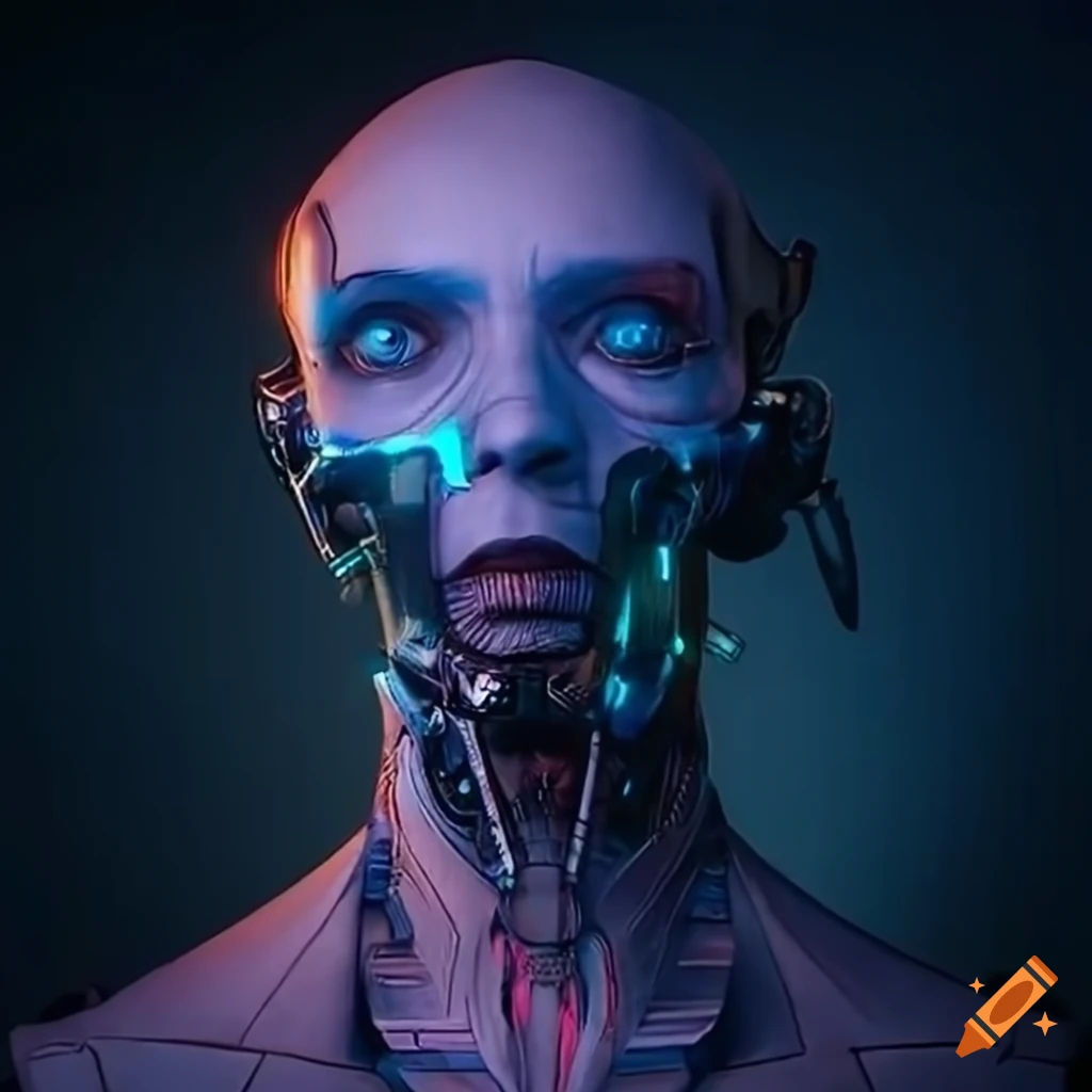 Wallpaper #6zv1bJcBSWmA-tzpdI3M198 Cyberpunk Character Looking at His Bionic Reflection on Craiyon