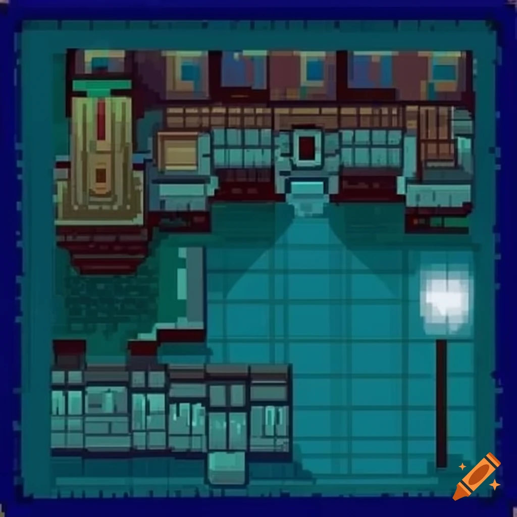 Wallpaper #c3f_JZMB-pgBXx602qBk217 Retro Pixel Art of a Bustling Skyscraper Lobby on Craiyon