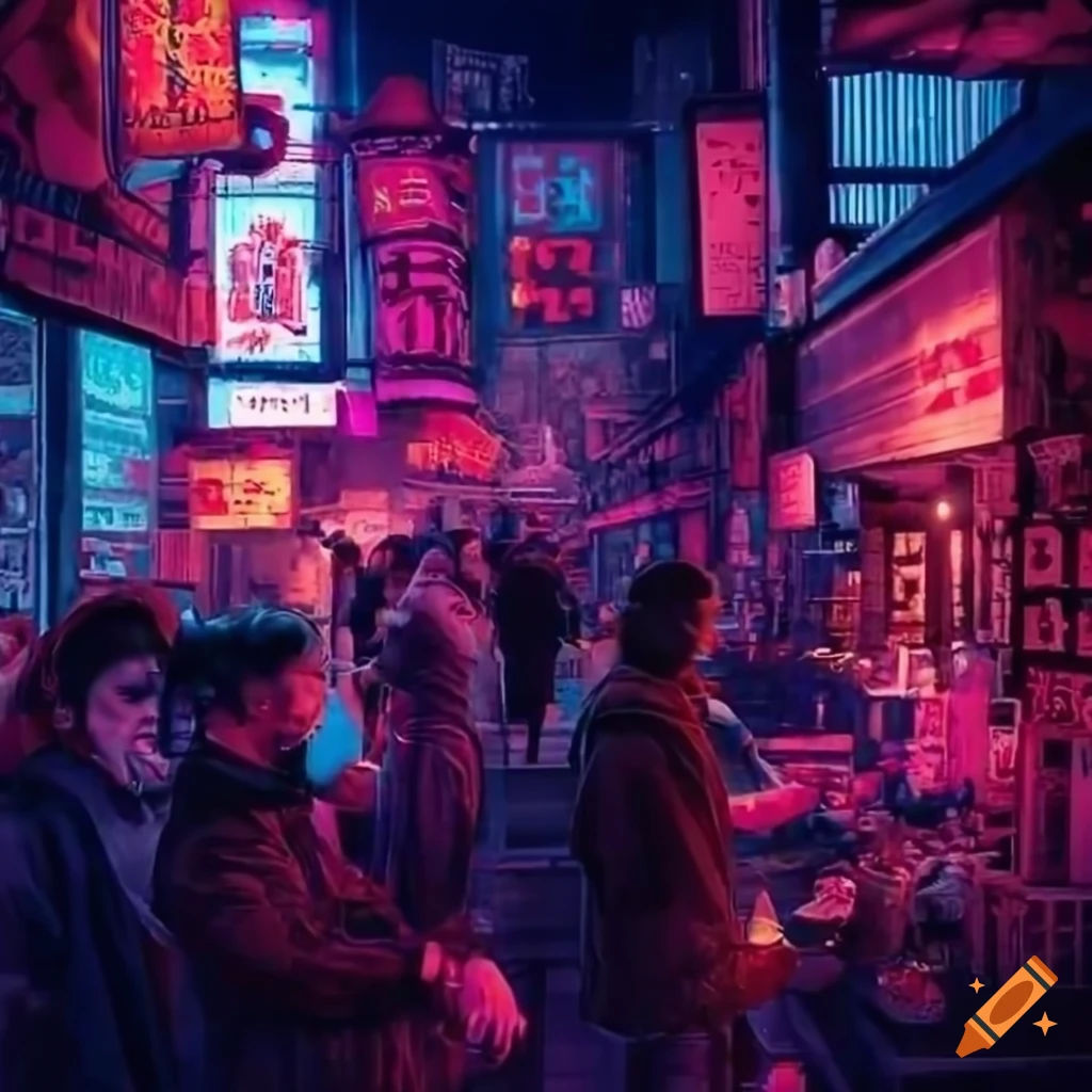 Wallpaper #ImfT-JIBSpphPi3-wItD177 Crowded Cyberpunk Ramen Shop in New York on Craiyon