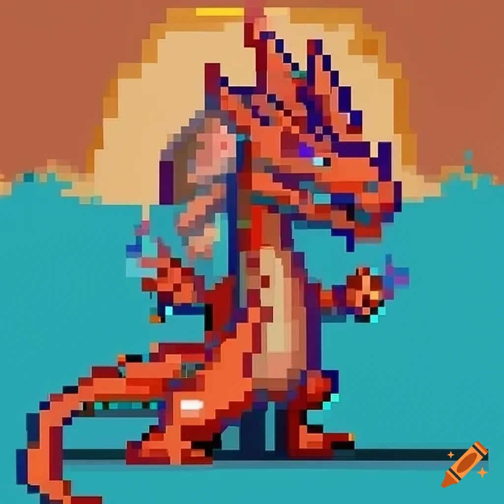 Wallpaper #1Gc765IBSpphPi3-00r6103 Pixel Art of a Dragon on Craiyon
