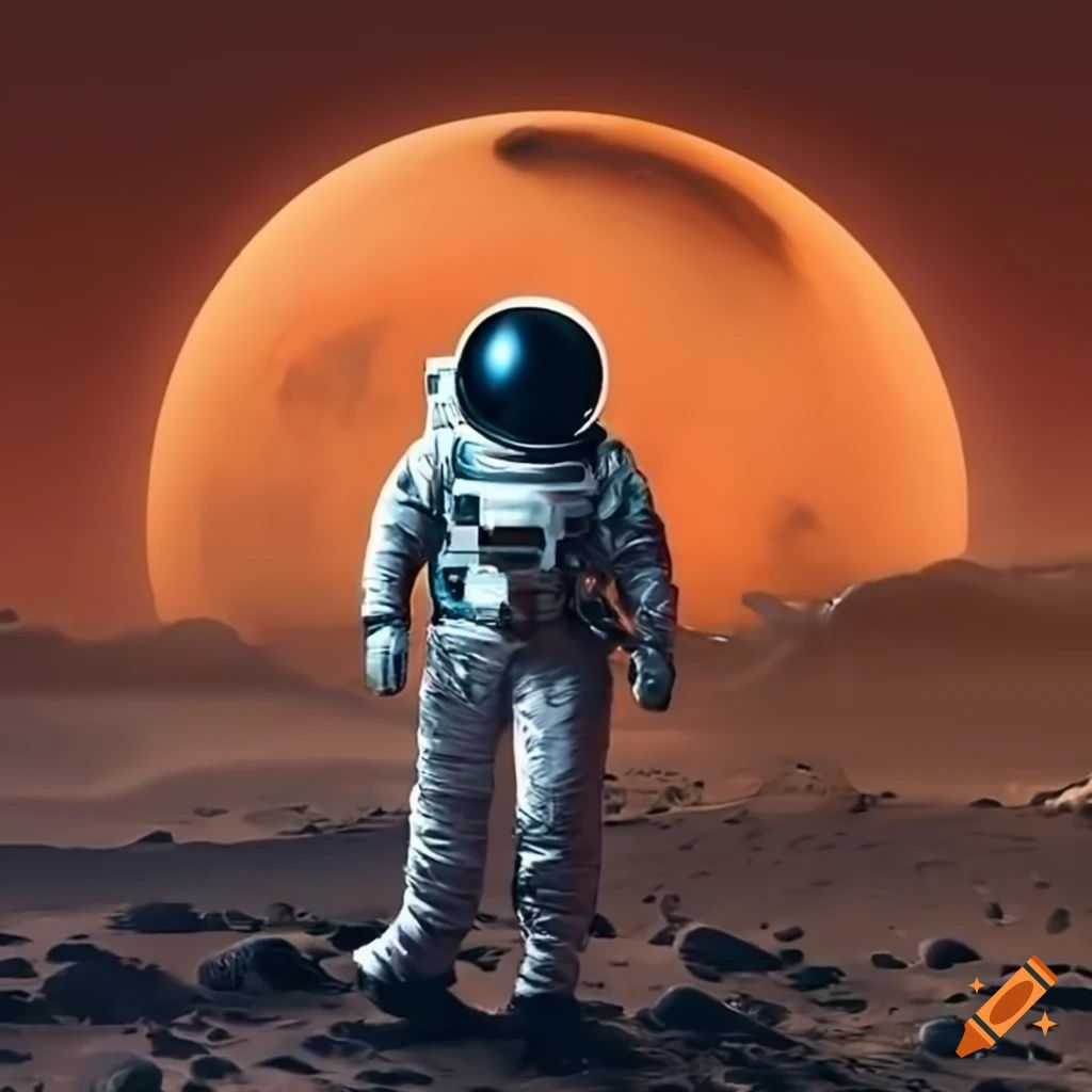 Wallpaper #YjGbNZMB5zzyi_yY1Fda331 Astronaut Standing on Mars Surface on Craiyon