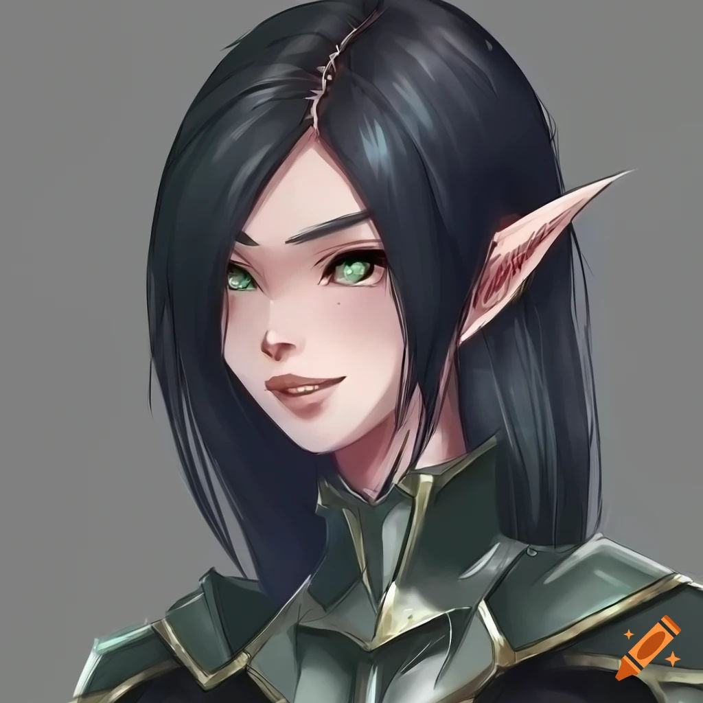 Wallpaper #FljiM5MBzN9vxX34CjrH293 Concept Art of a Confident Female Elf with Spiked Armor on Craiyon