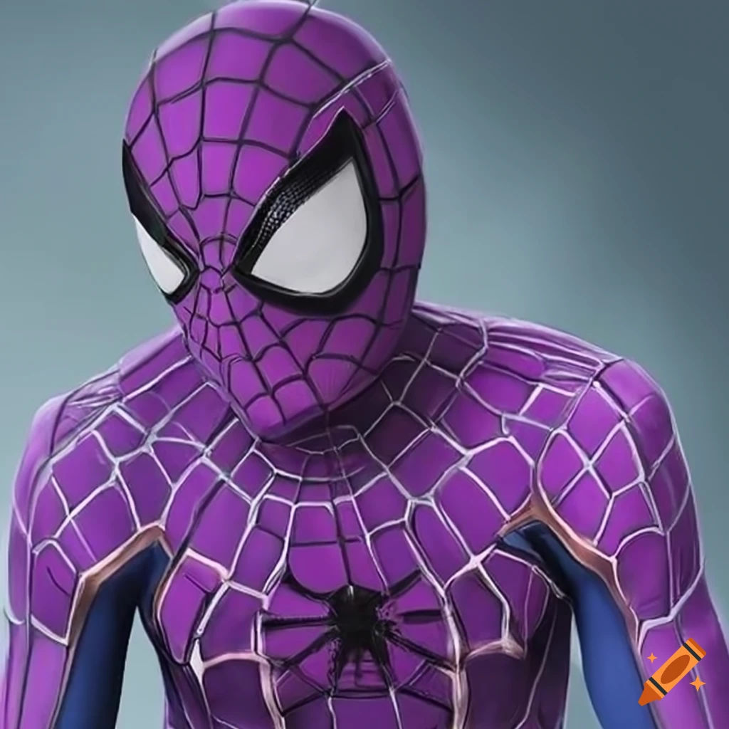 Wallpaper #0mdy_pIBSpphPi3-M59t281 Purple Spider Man Suit with a Spider Symbol